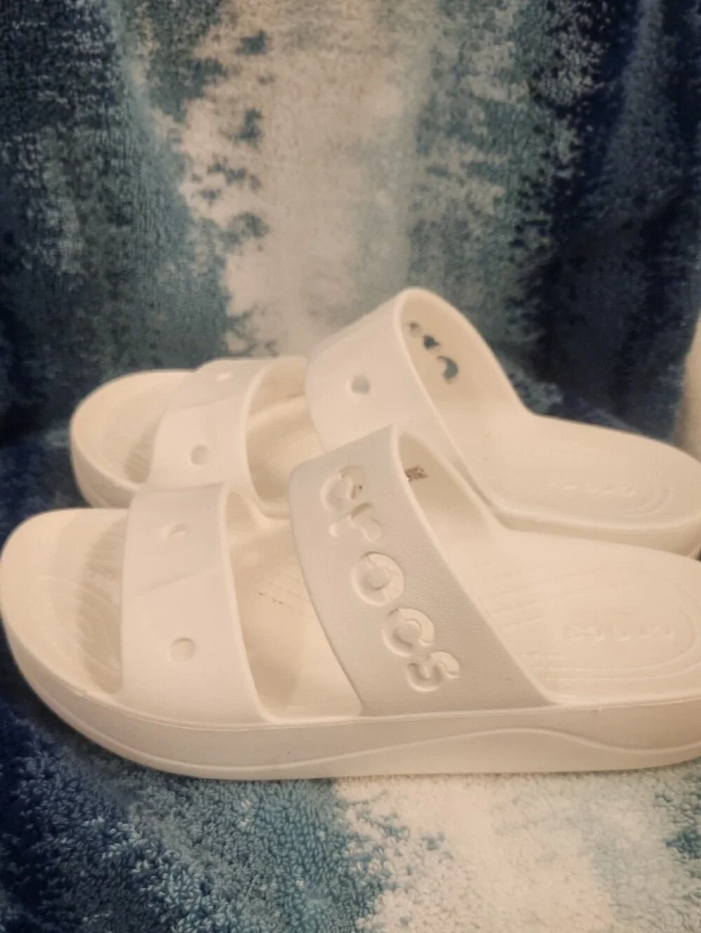 CROCS  White Double Strap Slide Sandals